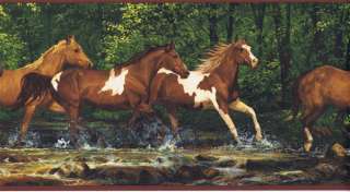 Wild Horses Running Through Stream Border WL5506B  