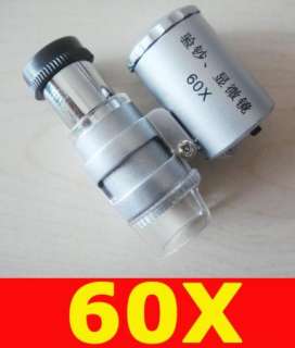 Mini 60X Jeweler Loupe Magnifying Glass Microscope +LED  