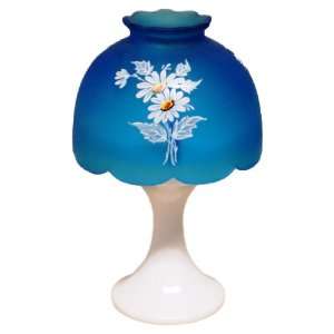 Westmoreland Glass Blue Satin Fairy Lamp w/ Votive Hurricane Shade