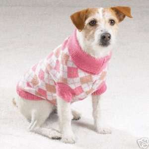  PINK Argyle Turtleneck Dog Coat Sweater EX SMALL: Kitchen 