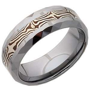   Facets and Shakudo and Sterling Silver Inlay/Tungsten Carbide: Jewelry