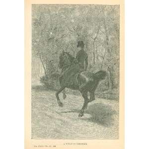   1890 Print Victorian Woman on Horseback Riding Outfit 
