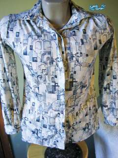 Vintage 70s TRISSI Womens CITYSCAPE DISCO TOP SMALL EXC  