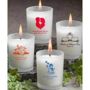 Frosted glass candle holder with wax:  Home & Kitchen