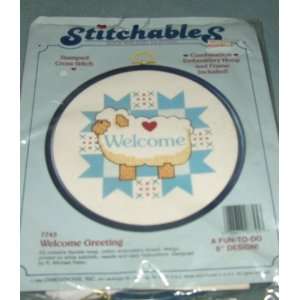  Welcome Greeting Stamped Cross Stitch Kit   Lamb: Office 