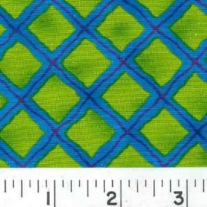  45 Wide Criss Cross   Turquoise/Lime Fabric By The Yard 