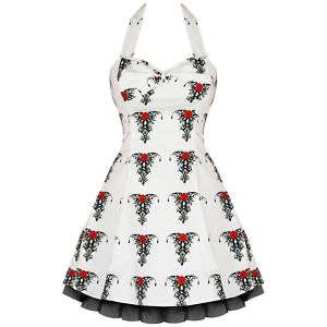 WHITE TRIBAL ROSE TATTOO GOTHIC EMO PARTY PROM DRESS  