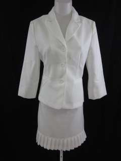NWOT SWEET SUIT White Texture Pleated Skirt Suit Sz 10  