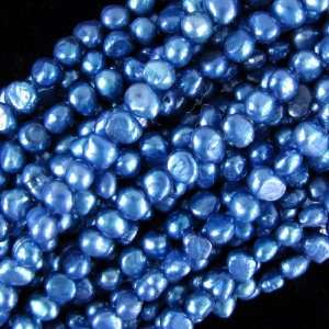    7mm blue freshwater pearl potato nugget beads 14.5