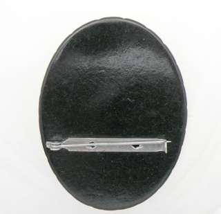 Vintage Large Black Bakelite or Celluloid Cameo Mourning Brooch  