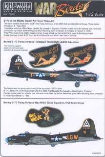 Kits World Decals 1/72 B 17 MIGHTY EIGHTH AF NOSE ART  