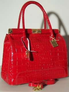 New Genuine Italian Real Leather Hand bag Purse Tote Red 977  