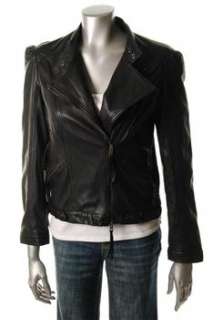 Aqua NEW Black Motorcycle Jacket Leather Coat Sale Misses M  