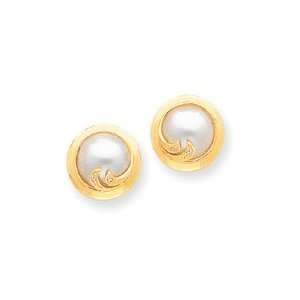   14k 10 10.5mm Cultured Mabe Pearl & Diamond Earrings   XMP91 Jewelry