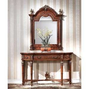  CONSOLE TABLE WITH MIRROR WOOD INLAY: Home & Kitchen
