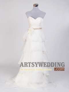 Crisscross Floral Tiered A Line Wedding Dress Size: 2 4 6 8 10 12 14 