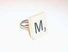 letter m scrabble tile ring or you choose custom christ