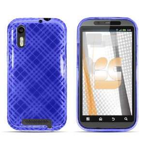   Phone Cover Case Blue Plaid For Motorola DROID BIONIC: Cell Phones