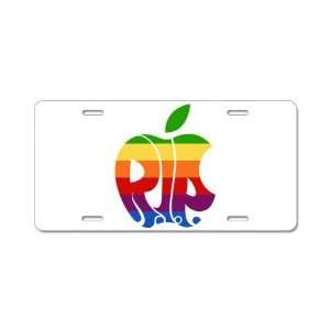  R.I.P. Steve Jobs Rainbow Apple on a Fiberglass License 