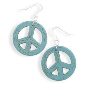  Howlite Peace Sign Earrings Jewelry