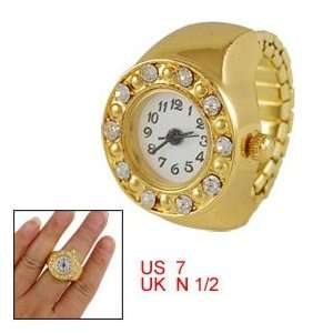   Round Dial Rhinestone Finger Ring Watch Gold Tone: Everything Else