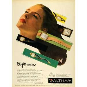 1947 Ad American Watch Waltham Jewels Golf Band Women   Original Print 