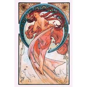  Dance by Alphonse Marie Mucha. Size 17.75 X 26.50 Art 