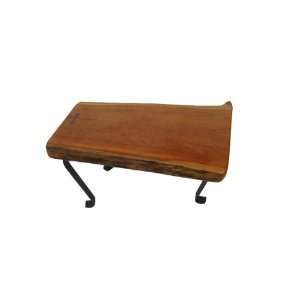   Slab Wild Cherry Wood End Table / Bench with Black Walnut Butterfly