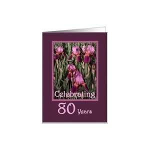  80th Birthday with Purple Irises Card: Toys & Games