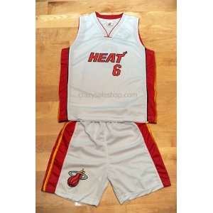  LeBron James Basketball Jersey Set: White #6 Miami Heat Kids 