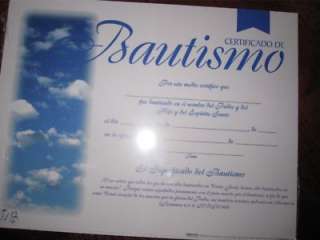 Certificado de Bautismo 6 Pack New Spanish Baptism Cert  