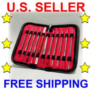 NEW 11pc Stainless Steel Dental Wax Carving Set +case  