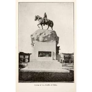  1924 Print South America Statue San Martin Lima Peru Horse 