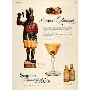   Bottle Dry Gin Native American   Original Print Ad