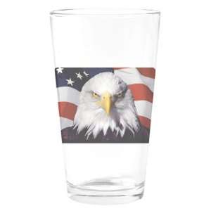  Pint Drinking Glass Eagle on American Flag Everything 