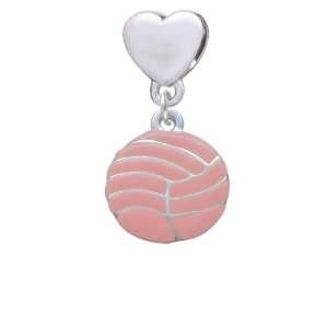 Large 2 D Pink Volleyball or Water Polo Ball European Heart Charm 