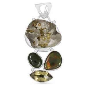   Tourmaline Quartz Idocrase Ammolite Gemstone Pendant Jewelry Jewelry