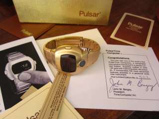 SUPER RARE 14k SOLID GOLD PULSAR 7725 2 1977 PRM PULSE LED DIGITAL 