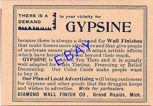 1897 GYPSINE DIAMOND WALL FINISH AD GRAND RAPIDS MI  