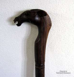 Thailand Darkwood Walking Stick or Cane With Carved Horse Head Dark 