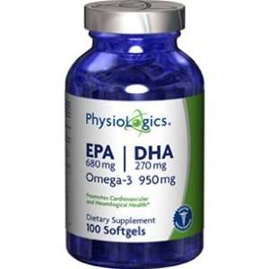  PhysioLogics   EPA/DHA Omega 3 950 mg 100 gels Health 