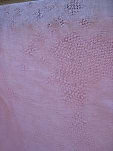 VINTAGE SHABBY ROMANTIC PINK CHIC CROCHETED 56X86 FLORAL TABLECLOTH 