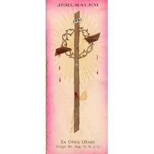  Vintage Book Mark (Religious), Pink Crucifix with Crown of 