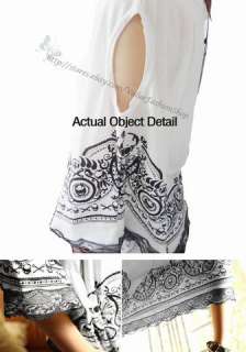 Womens Skull Print Cut Out Open Shoulder Batwing Tee Tops Casual Loose 