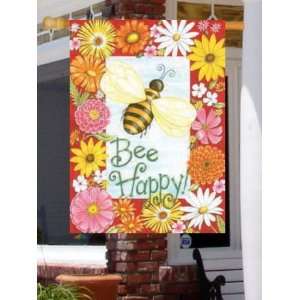    Bee Happy Flowers   Large House Flag 28 x 40 Home & Kitchen