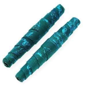  Batik Beauties Fabric Beads Teal w/ Opal Metallic Accent 1 