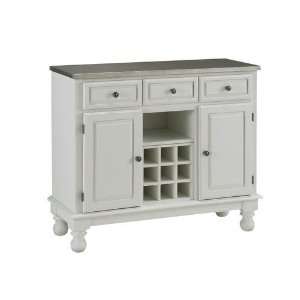 Home Styles Premium Large Buffet with Stainless Steel Top in White 
