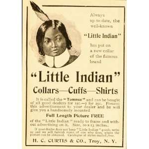   Ad Little Indian Shirt Collar Tomnus H. C. Curtis   Original Print Ad