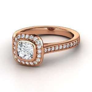  Annabelle Ring, Cushion Diamond 18K Rose Gold Ring 