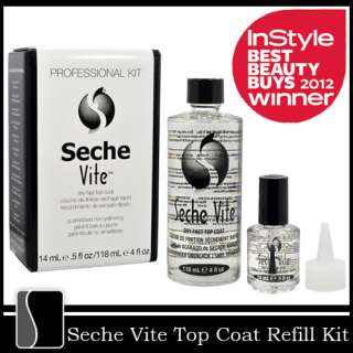 Seche Vite Dry Fast Top Coat Professional Refill Kit 4 oz .5 oz Salon 